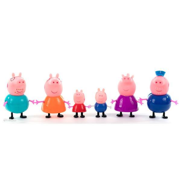 Set 6 figurine Peppa Pig, purcelusa Peppa si familia